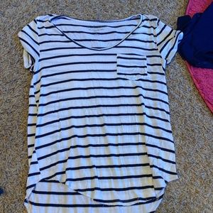 Hollister White and Navy stripe shirt